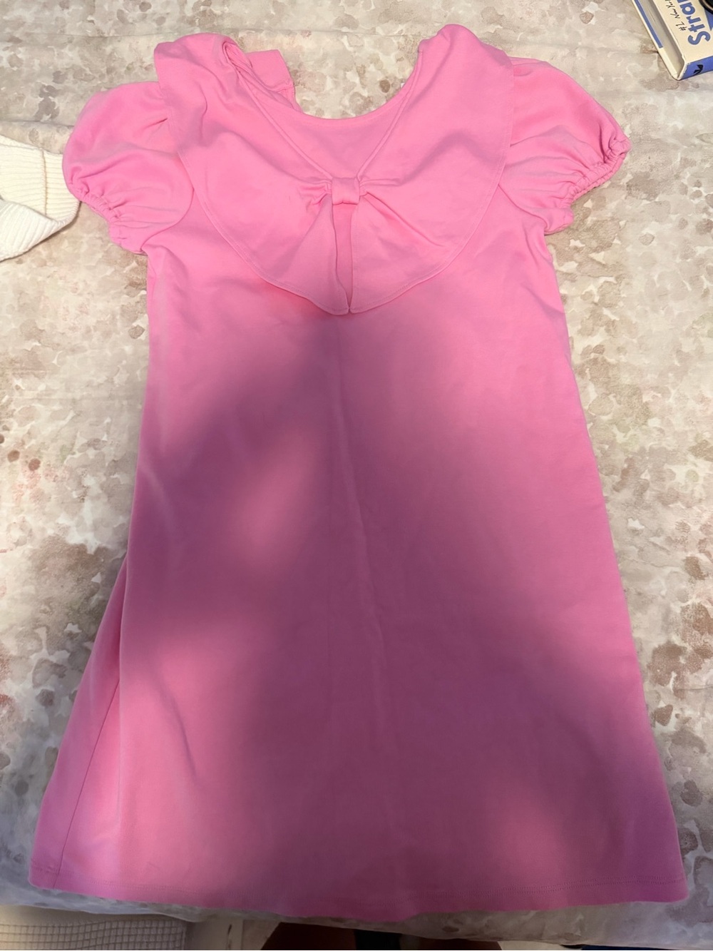 Janie and Jack Pink Bow-Back Short Puff Sleeve dress
